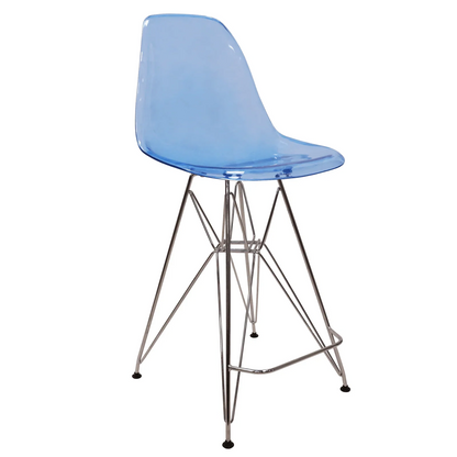 Cresco Modern Acrylic Barstool in Chrome Base for Kitchen and Dining Room - Elax Furniture