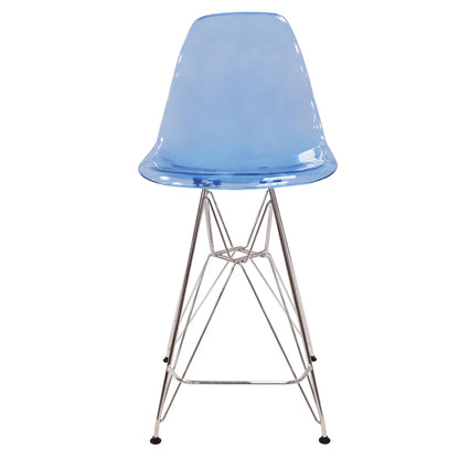 Cresco Modern Acrylic Barstool in Chrome Base for Kitchen and Dining Room - Elax Furniture