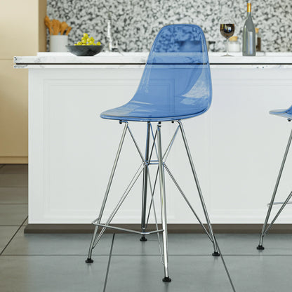 Cresco Modern Acrylic Barstool in Chrome Base for Kitchen and Dining Room - Elax Furniture