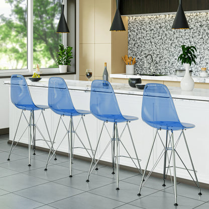 Cresco Modern Acrylic Barstool in Chrome Base for Kitchen and Dining Room - Elax Furniture