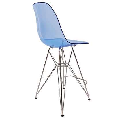 Cresco Modern Acrylic Barstool in Chrome Base for Kitchen and Dining Room - Elax Furniture