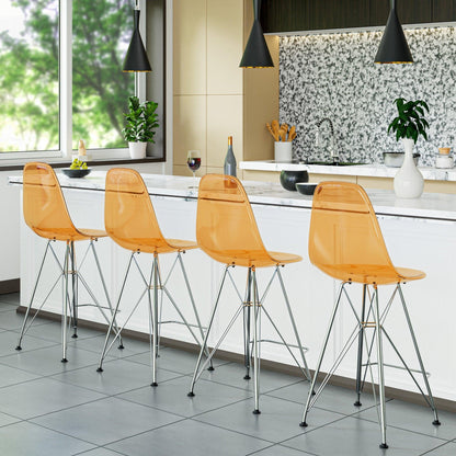 Cresco Modern Acrylic Barstool in Chrome Base for Kitchen and Dining Room - Elax Furniture