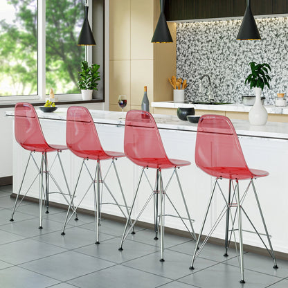 Cresco Modern Acrylic Barstool in Chrome Base for Kitchen and Dining Room - Elax Furniture