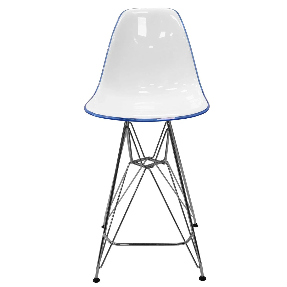 Cresco Modern Acrylic Barstool in Chrome Base for Kitchen and Dining Room - Elax Furniture