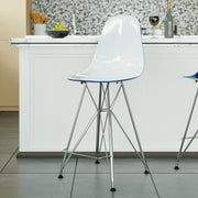 Cresco Modern Acrylic Barstool in Chrome Base for Kitchen and Dining Room - Elax Furniture