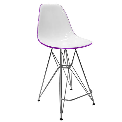 Cresco Modern Acrylic Barstool in Chrome Base for Kitchen and Dining Room - Elax Furniture
