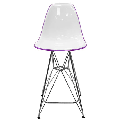 Cresco Modern Acrylic Barstool in Chrome Base for Kitchen and Dining Room - Elax Furniture