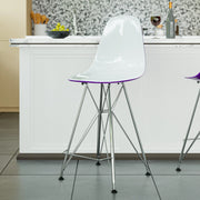Cresco Modern Acrylic Barstool in Chrome Base for Kitchen and Dining Room - Elax Furniture