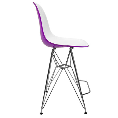 Cresco Modern Acrylic Barstool in Chrome Base for Kitchen and Dining Room - Elax Furniture