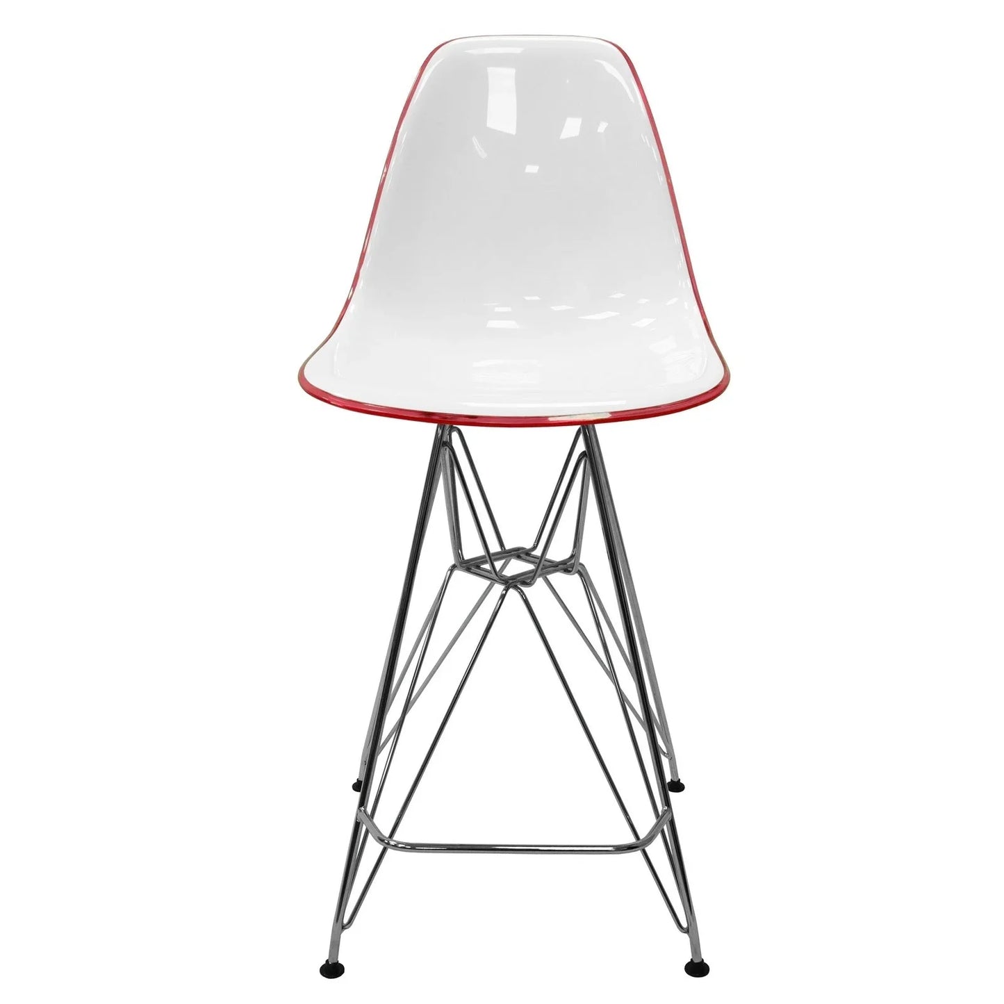 Cresco Modern Acrylic Barstool in Chrome Base for Kitchen and Dining Room - Elax Furniture