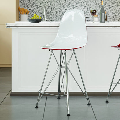 Cresco Modern Acrylic Barstool in Chrome Base for Kitchen and Dining Room - Elax Furniture