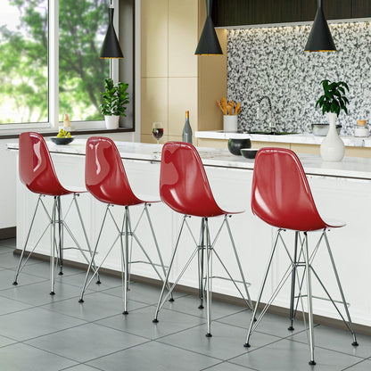 Cresco Modern Acrylic Barstool in Chrome Base for Kitchen and Dining Room - Elax Furniture
