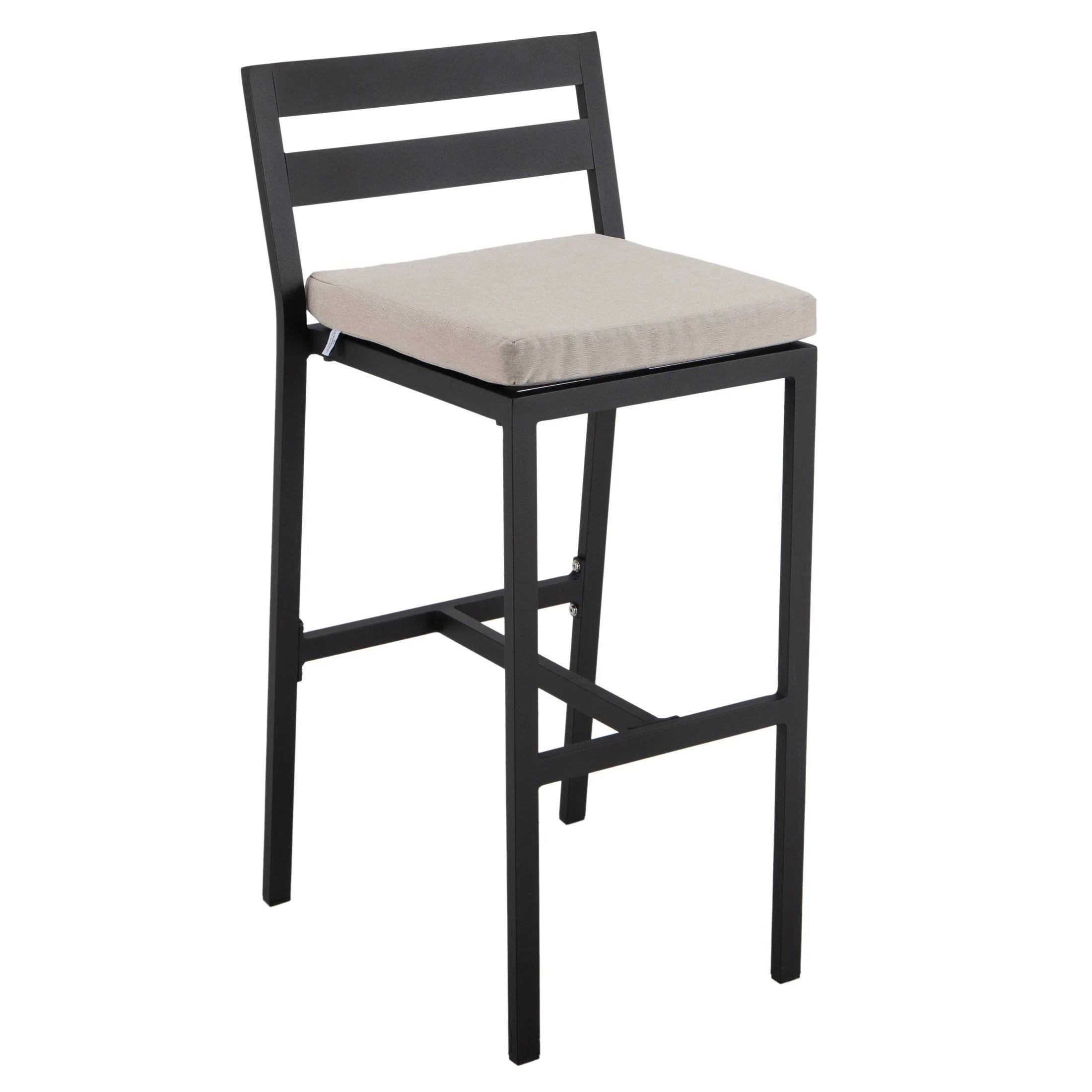 Chelsea Modern Patio Bar Chair in Powder-Coated Aluminum with Removable Cushion - Elax Furniture