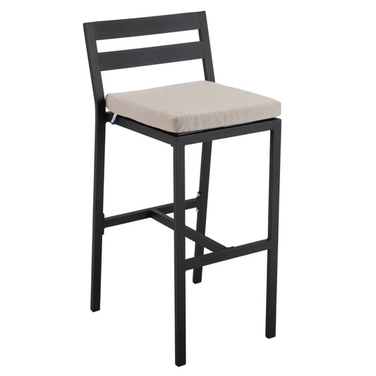 Chelsea Modern Patio Bar Chair in Powder-Coated Aluminum with Removable Cushion - Elax Furniture