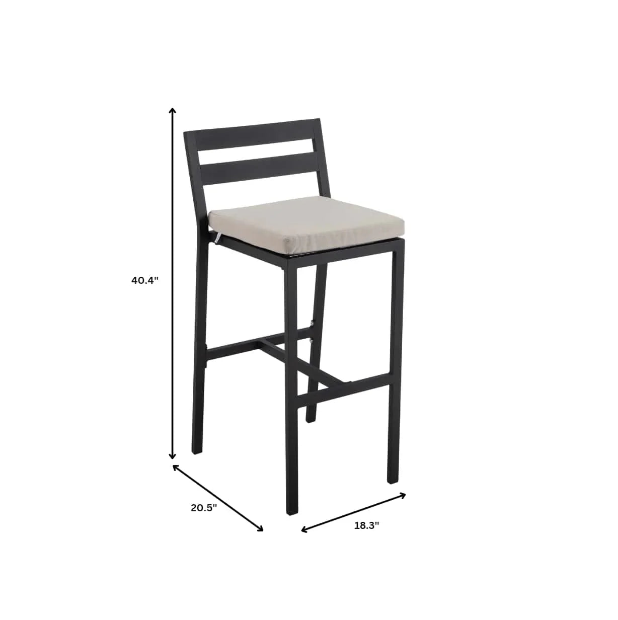 Chelsea Modern Patio Bar Chair in Powder-Coated Aluminum with Removable Cushion - Elax Furniture