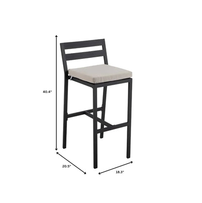 Chelsea Modern Patio Bar Chair in Powder-Coated Aluminum with Removable Cushion - Elax Furniture