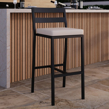 Chelsea Modern Patio Bar Chair in Powder-Coated Aluminum with Removable Cushion - Elax Furniture