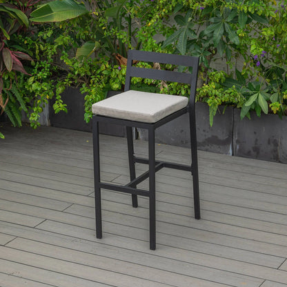 Chelsea Modern Patio Bar Chair in Powder-Coated Aluminum with Removable Cushion - Elax Furniture