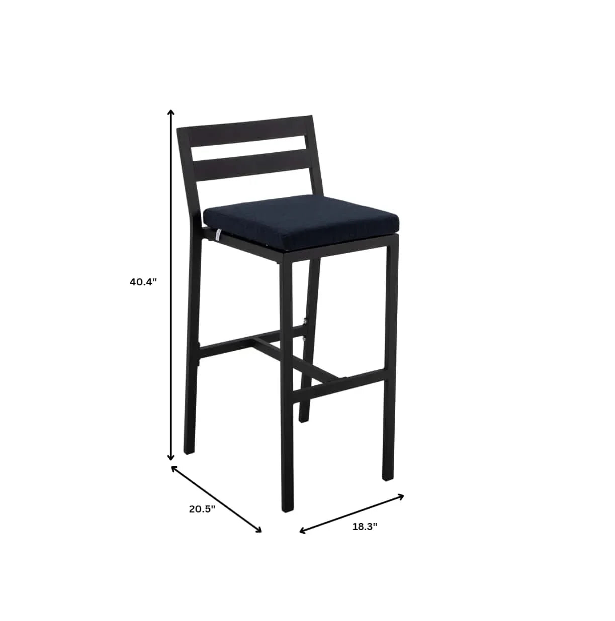 Chelsea Modern Patio Bar Chair in Powder-Coated Aluminum with Removable Cushion - Elax Furniture