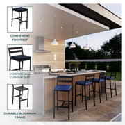 Chelsea Modern Patio Bar Chair in Powder-Coated Aluminum with Removable Cushion - Elax Furniture