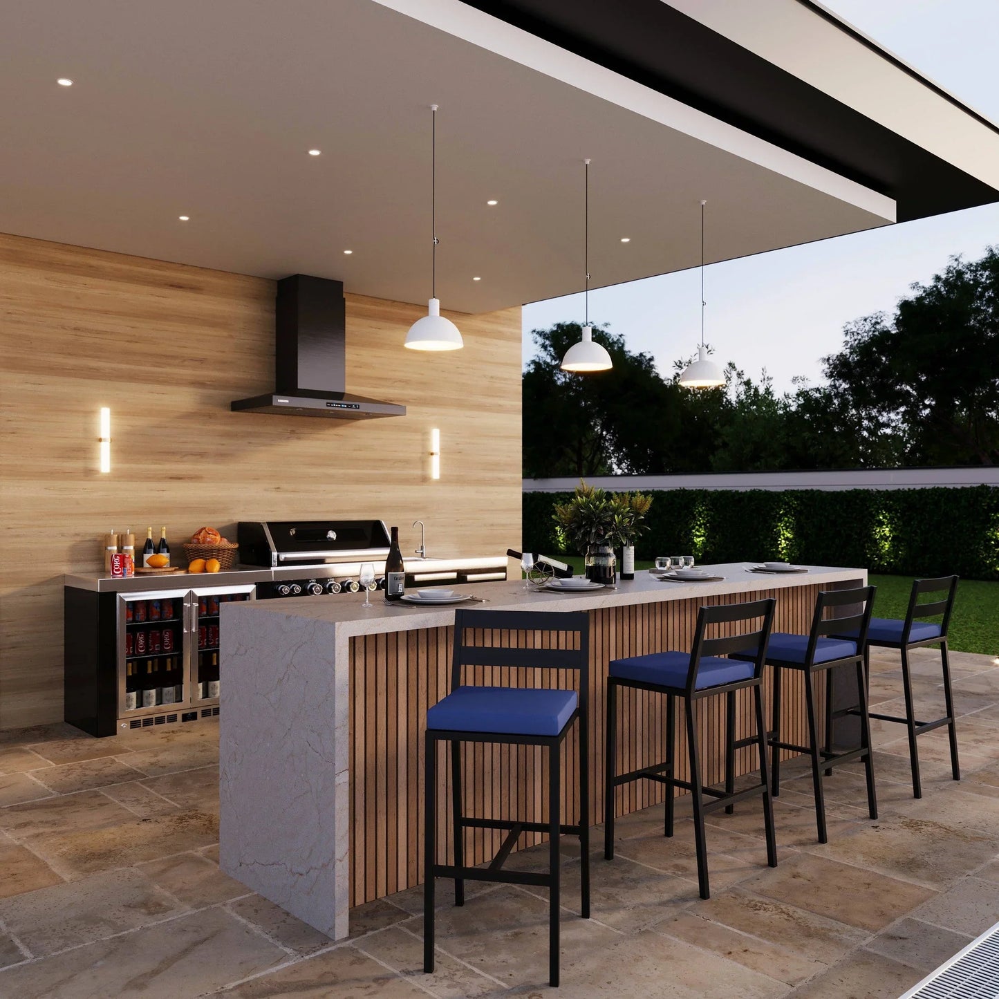 Chelsea Modern Patio Bar Chair in Powder-Coated Aluminum with Removable Cushion - Elax Furniture