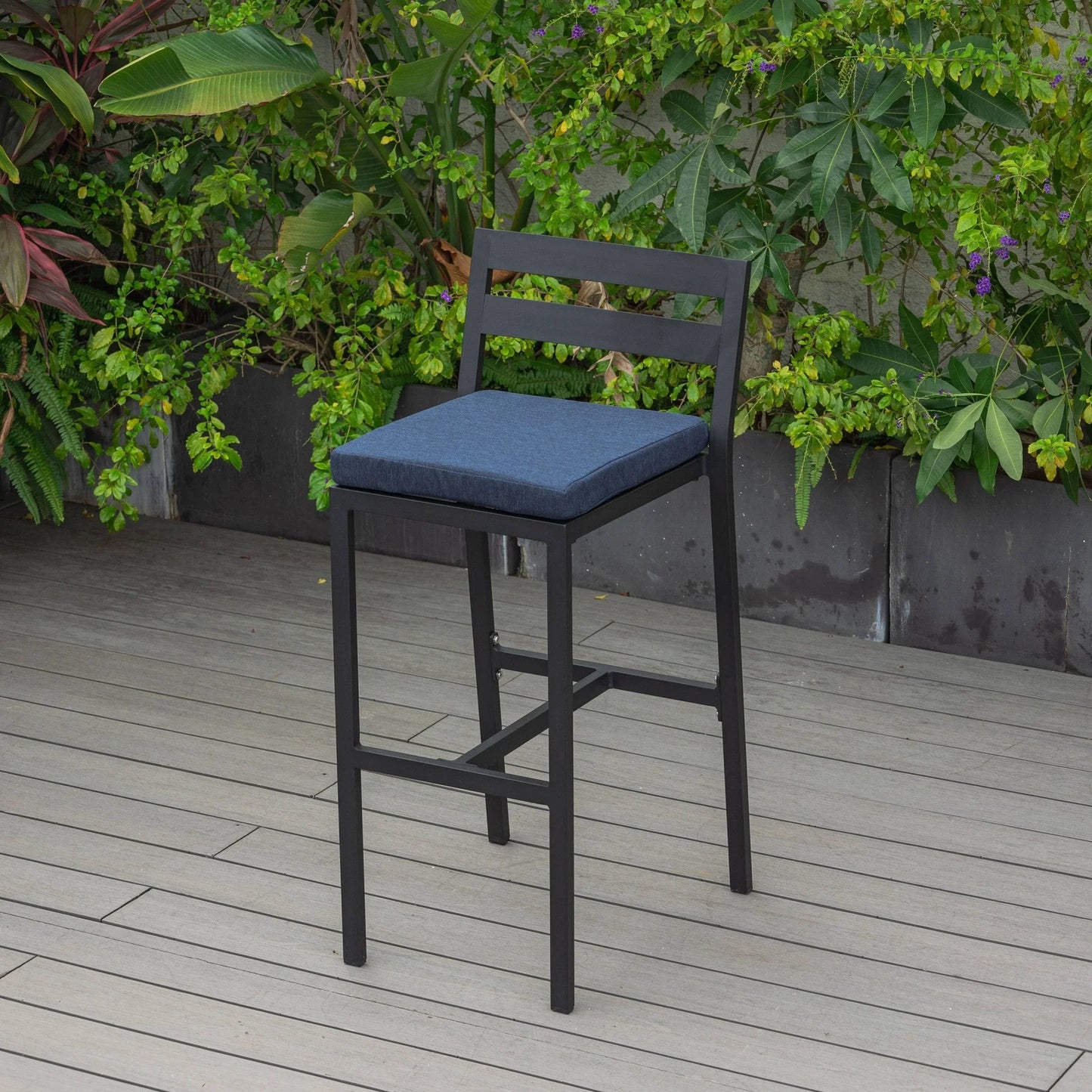 Chelsea Modern Patio Bar Chair in Powder-Coated Aluminum with Removable Cushion - Elax Furniture