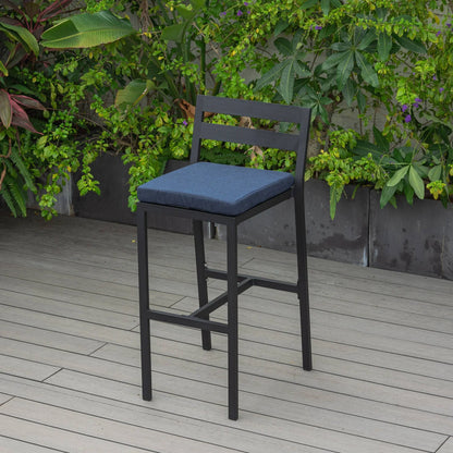 Chelsea Modern Patio Bar Chair in Powder-Coated Aluminum with Removable Cushion - Elax Furniture
