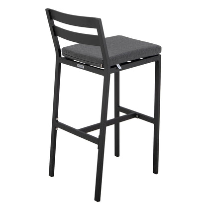 Chelsea Modern Patio Bar Chair in Powder-Coated Aluminum with Removable Cushion - Elax Furniture