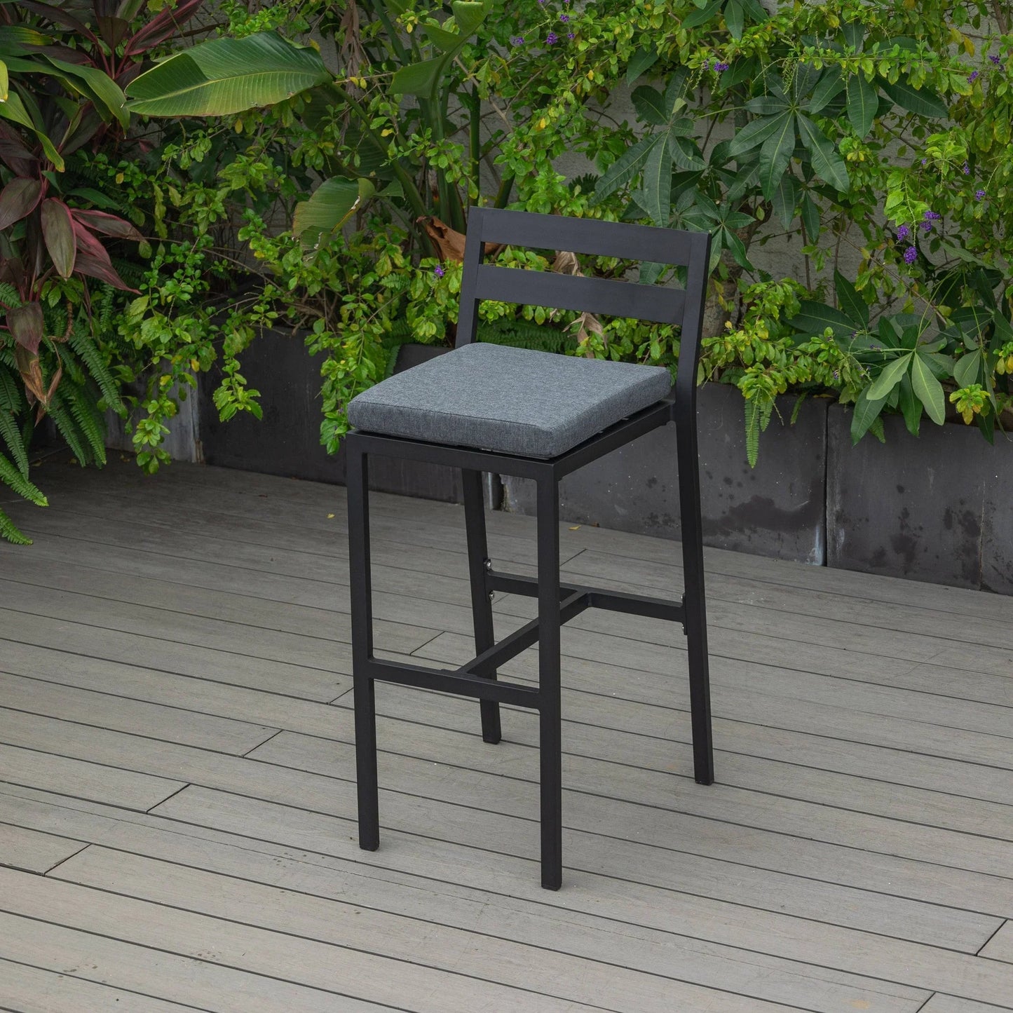 Chelsea Modern Patio Bar Chair in Powder-Coated Aluminum with Removable Cushion - Elax Furniture