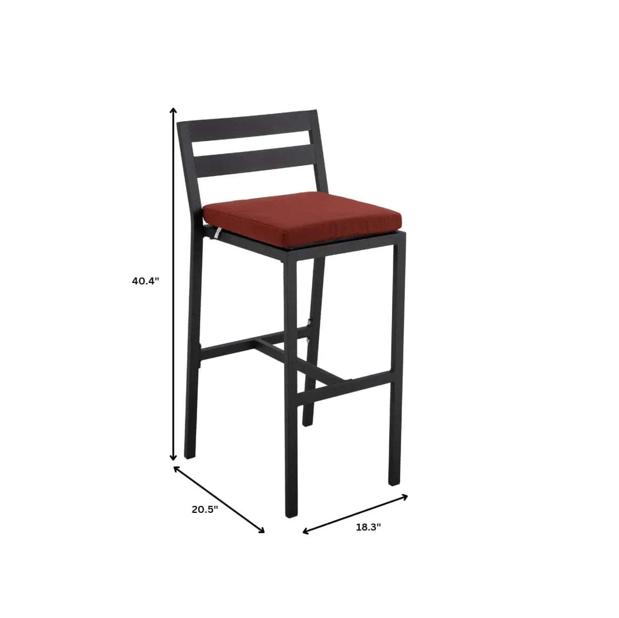 Chelsea Modern Patio Bar Chair in Powder-Coated Aluminum with Removable Cushion - Elax Furniture