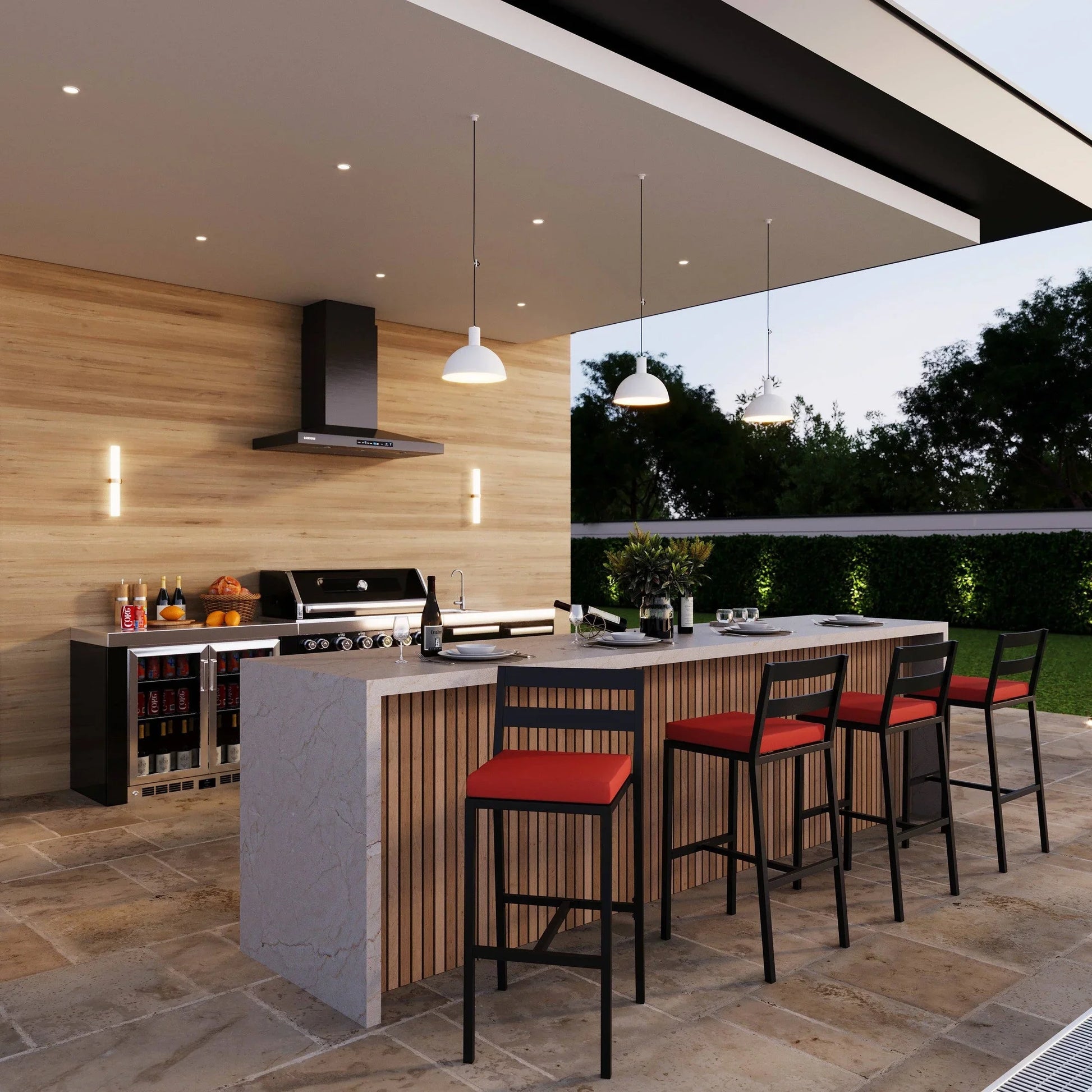 Chelsea Modern Patio Bar Chair in Powder-Coated Aluminum with Removable Cushion - Elax Furniture