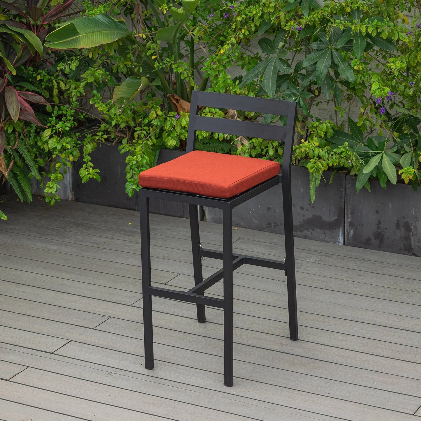 Chelsea Modern Patio Bar Chair in Powder-Coated Aluminum with Removable Cushion - Elax Furniture