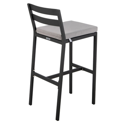 Chelsea Modern Patio Bar Chair in Powder-Coated Aluminum with Removable Cushion - Elax Furniture