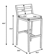 Chelsea Modern Patio Bar Chair in Powder-Coated Aluminum with Removable Cushion - Elax Furniture