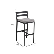 Chelsea Modern Patio Bar Chair in Powder-Coated Aluminum with Removable Cushion - Elax Furniture