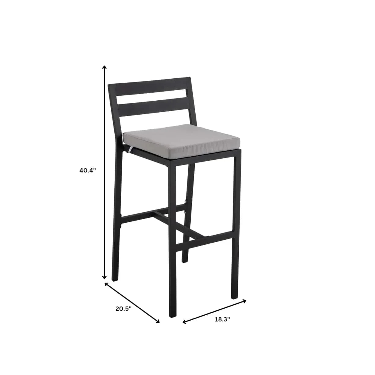 Chelsea Modern Patio Bar Chair in Powder-Coated Aluminum with Removable Cushion - Elax Furniture