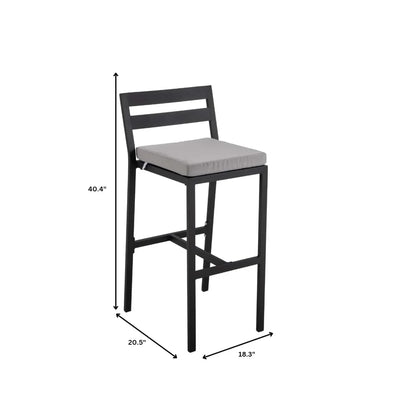Chelsea Modern Patio Bar Chair in Powder-Coated Aluminum with Removable Cushion - Elax Furniture