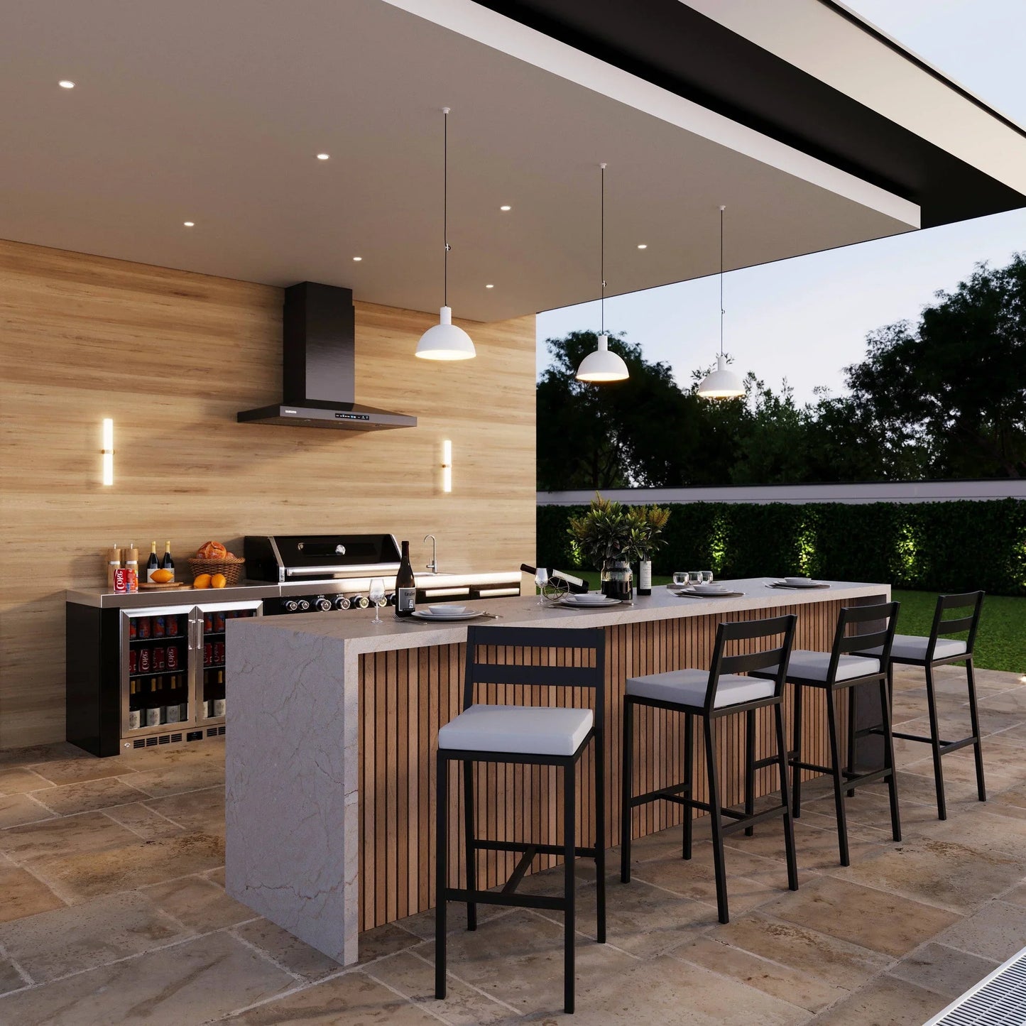 Chelsea Modern Patio Bar Chair in Powder-Coated Aluminum with Removable Cushion - Elax Furniture