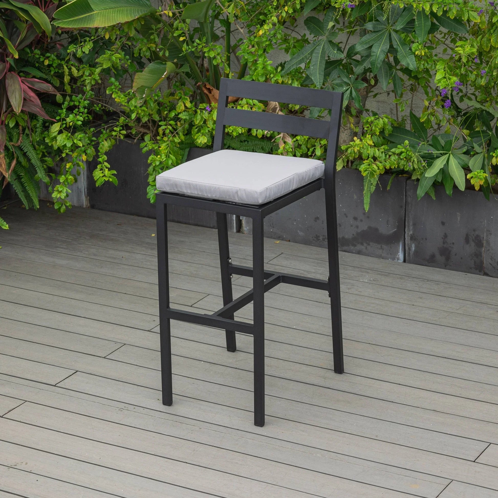 Chelsea Modern Patio Bar Chair in Powder-Coated Aluminum with Removable Cushion - Elax Furniture