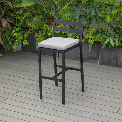 Chelsea Modern Patio Bar Chair in Powder-Coated Aluminum with Removable Cushion - Elax Furniture