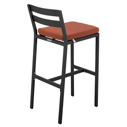 Chelsea Modern Patio Bar Chair in Powder-Coated Aluminum with Removable Cushion - Elax Furniture