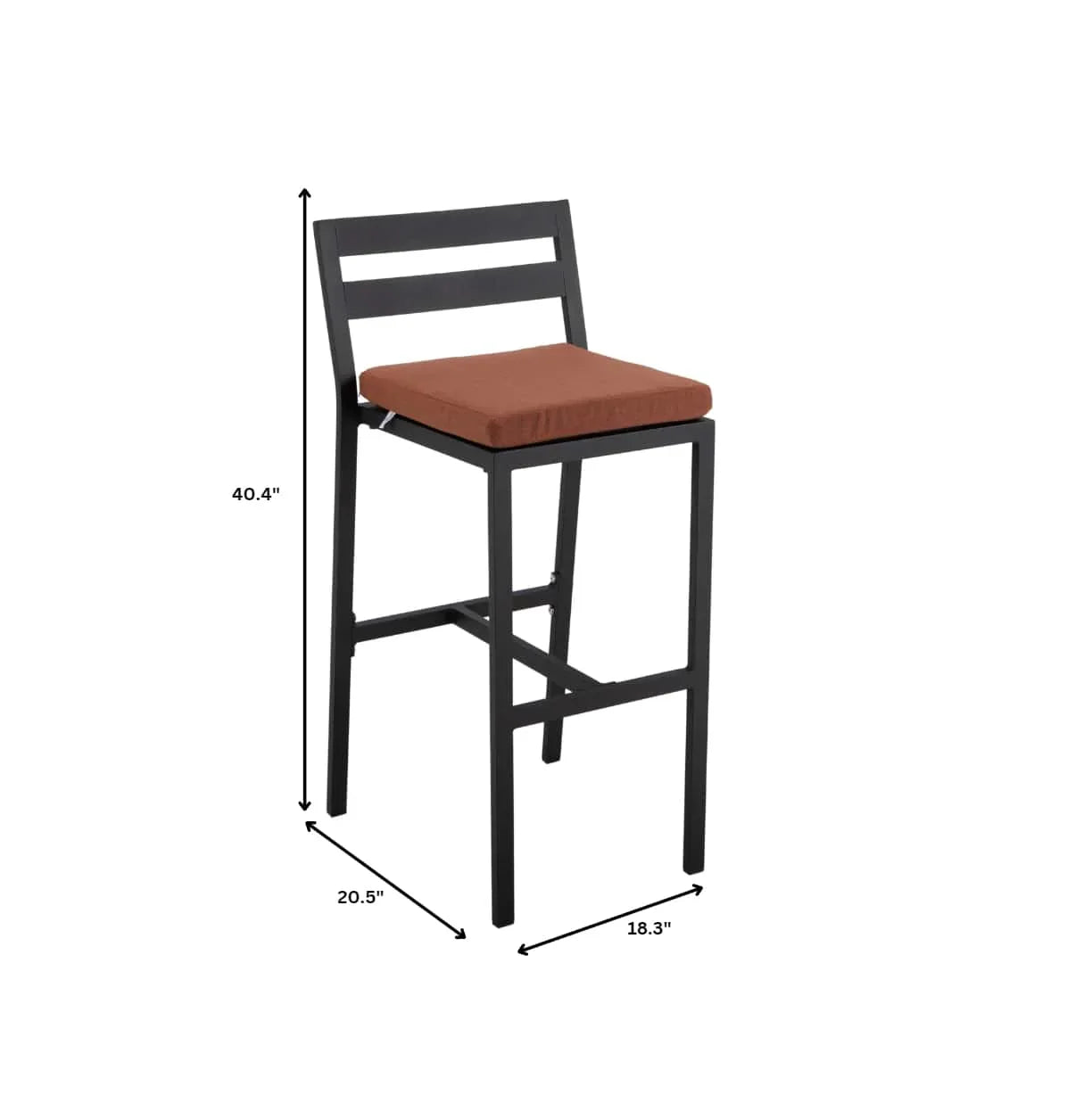 Chelsea Modern Patio Bar Chair in Powder-Coated Aluminum with Removable Cushion - Elax Furniture