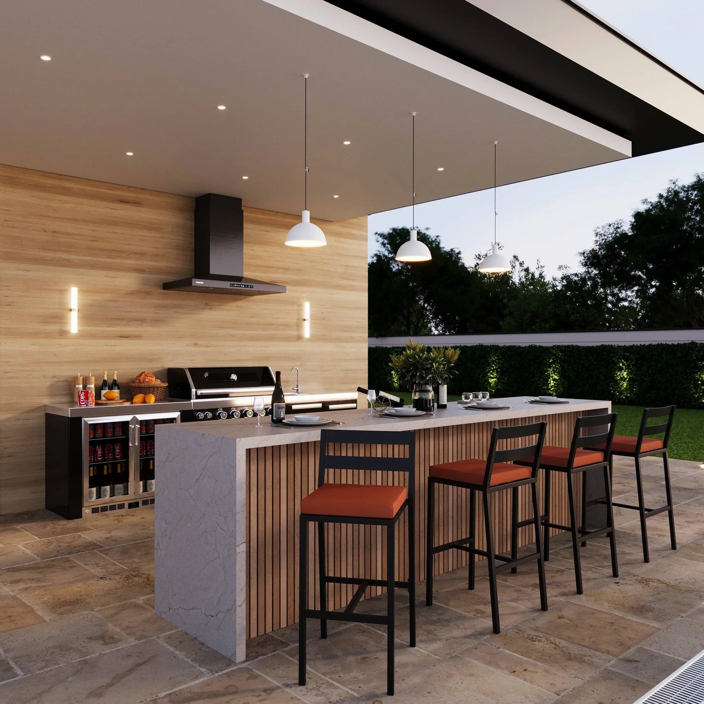 Chelsea Modern Patio Bar Chair in Powder-Coated Aluminum with Removable Cushion - Elax Furniture