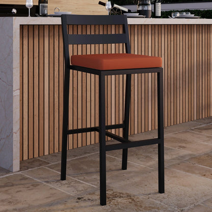 Chelsea Modern Patio Bar Chair in Powder-Coated Aluminum with Removable Cushion - Elax Furniture