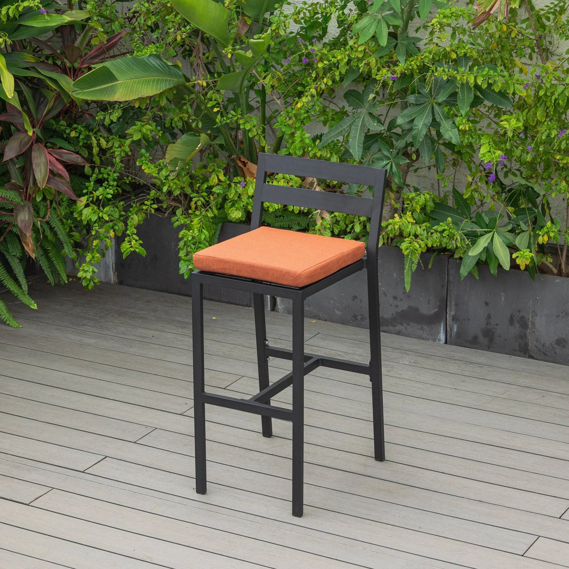 Chelsea Modern Patio Bar Chair in Powder-Coated Aluminum with Removable Cushion - Elax Furniture