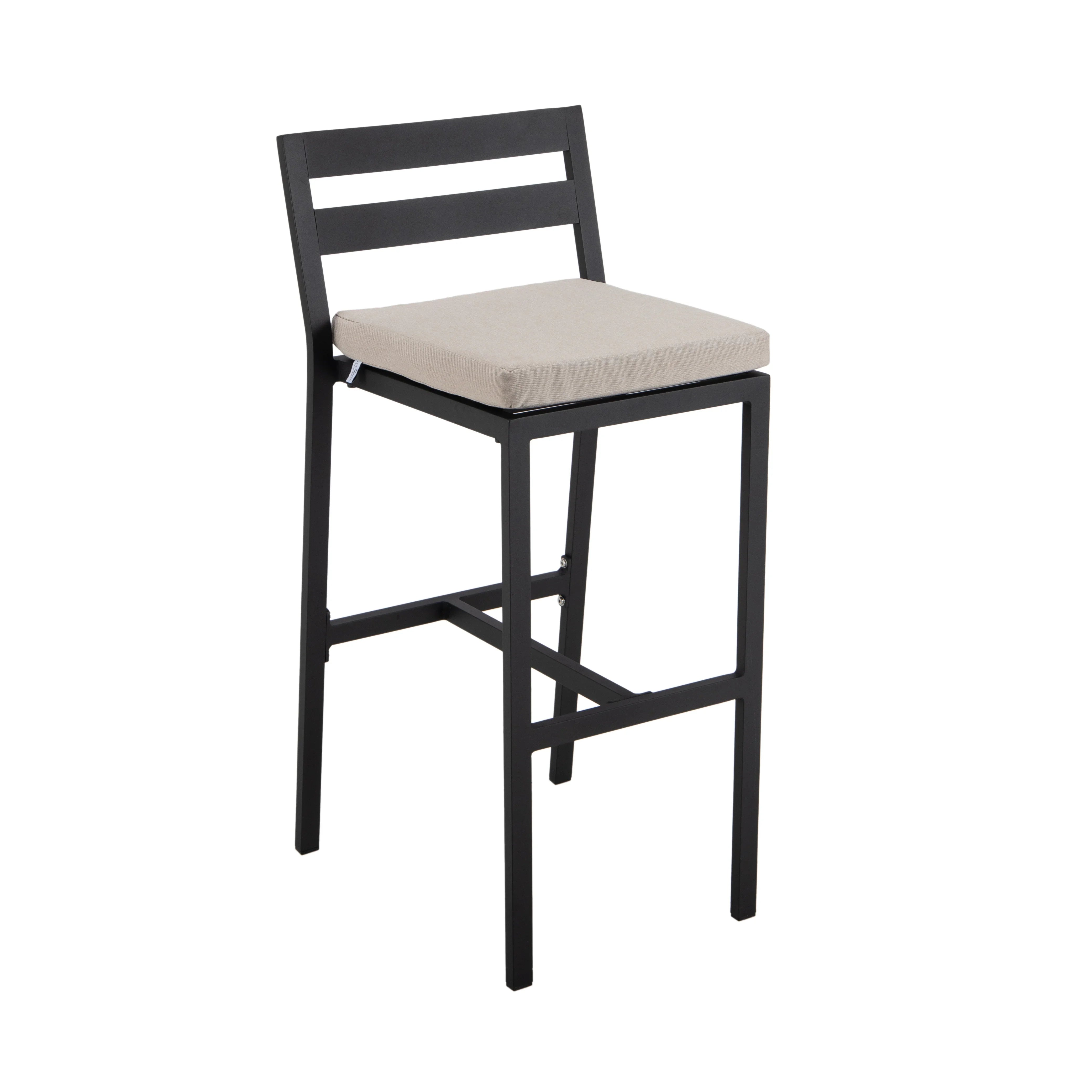 Chelsea 7-Piece Patio Bar Set: Aluminum Fire Pit Table with Tank Holder & 6 Barstools with Cushions - Elax Furniture