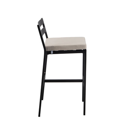 Chelsea 7-Piece Patio Bar Set: Aluminum Fire Pit Table with Tank Holder & 6 Barstools with Cushions - Elax Furniture