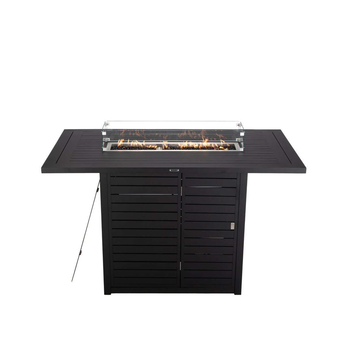 Chelsea 7-Piece Patio Bar Set: Aluminum Fire Pit Table with Tank Holder & 6 Barstools with Cushions - Elax Furniture