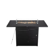 Chelsea 7-Piece Patio Bar Set: Aluminum Fire Pit Table with Tank Holder & 6 Barstools with Cushions - Elax Furniture