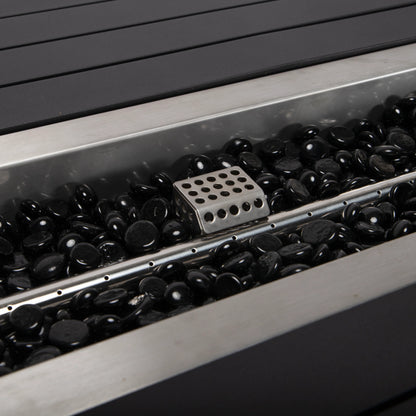 Chelsea 7-Piece Patio Bar Set: Aluminum Fire Pit Table with Tank Holder & 6 Barstools with Cushions - Elax Furniture